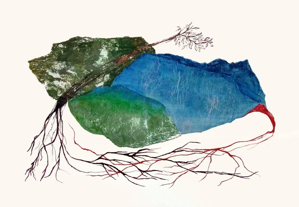 Aquarela, lápis de cor, caneta, tinta serigráfica e pastel oleoso sobre papel. Suporte em moldura, 30 x 42 x 0,1 cm. Foto: Reprodução/Site da artista