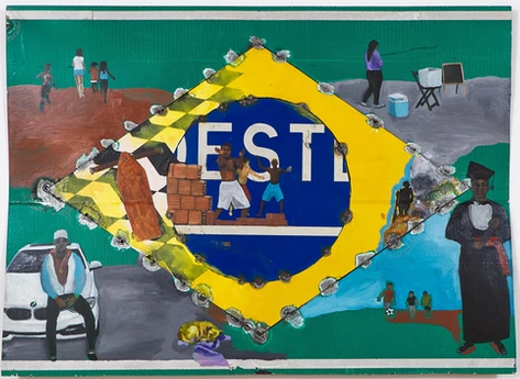 Óleo sobre placa de trânsito, 80 x 110 cm. Foto: Reprodução